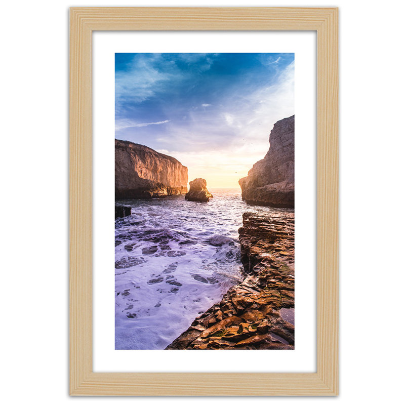 Ocean Rocks Nature - Single Picture Frame Print, 45cm H x 30cm W, Light Brown