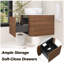 Meuble-lavabo mural cannelé 24 po avec lavabo vasque en céramique, tiroir et porte-serviettes-34658152-34658134