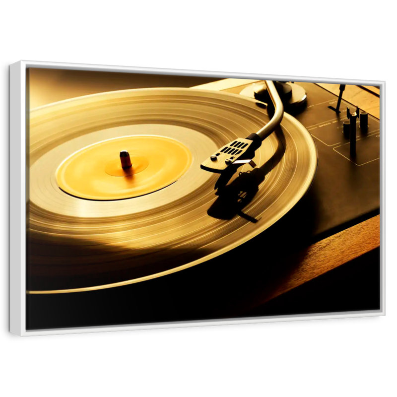 Disque vinyle rotatif, Cadre flottant blanc, 43 po x 29 po