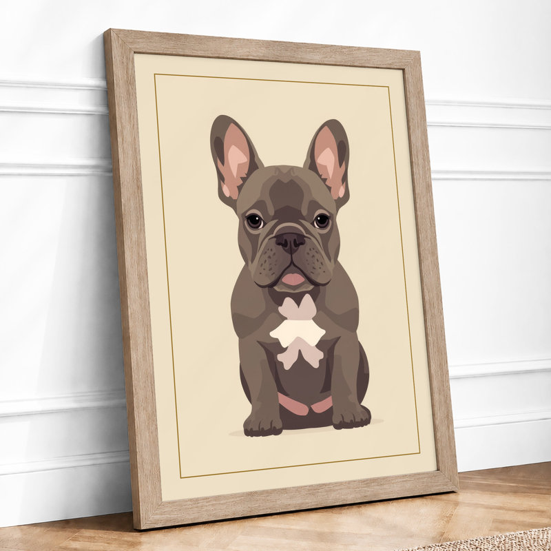 Playful Bulldog Modern - Print, A1 - 84.1 x 59.4 cm, Oak