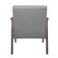 Chaise d'appoint Mid-Century grise en similicuir gris avec support en bois de style bois d'hévéa massif