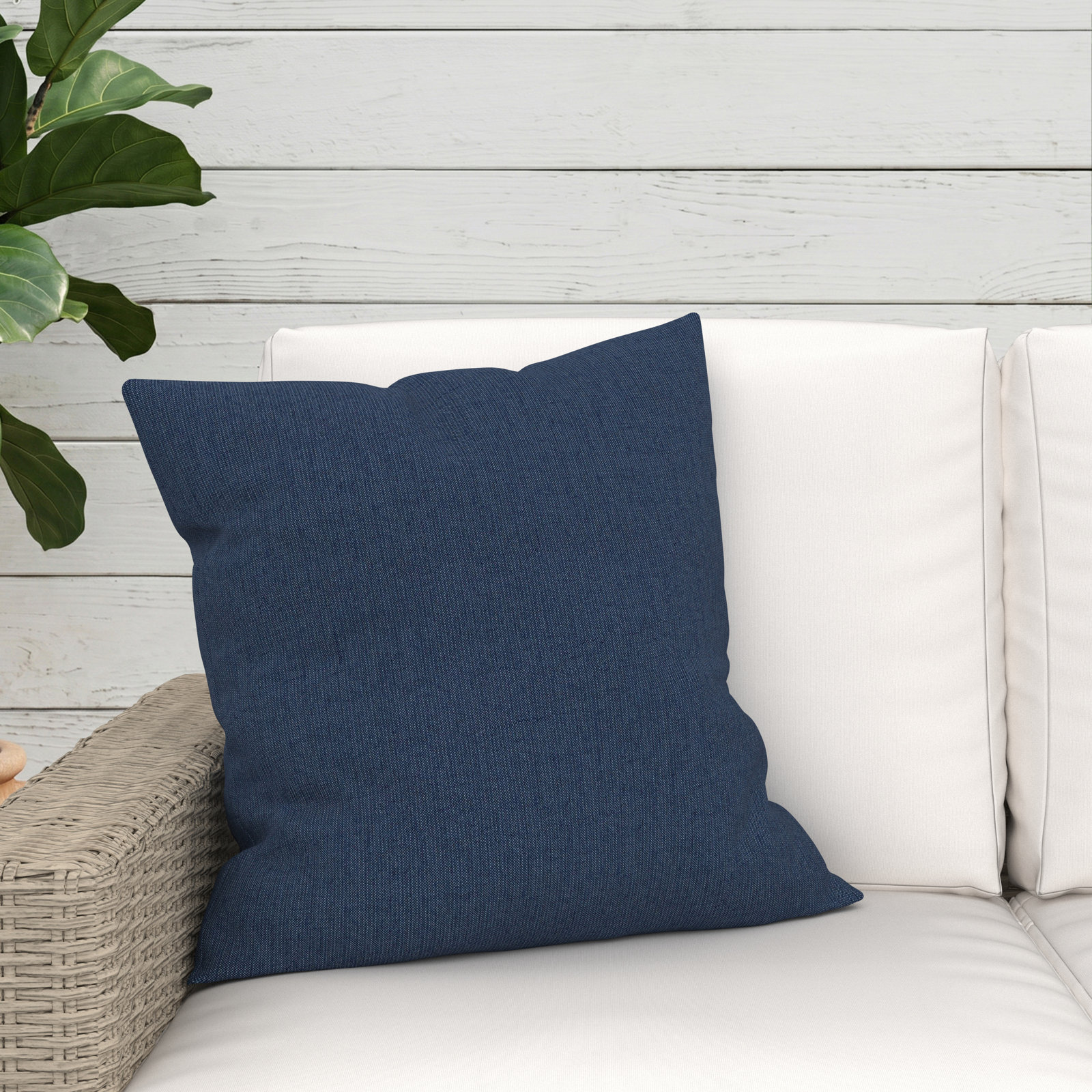Indoor/Outdoor Throw Pillow, Square 20", Spectrum Indigo Sunbrella® Plainweave