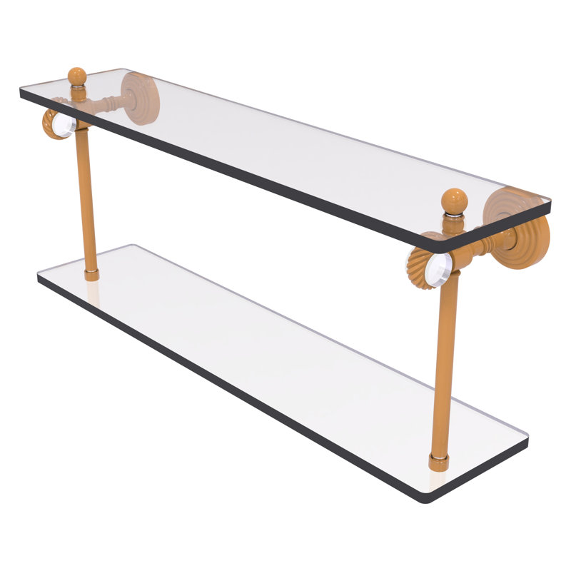 Pacific Grove Collection Inch Two Tiered Glass Shelf with Twisted Accents PG, H 9,3 po x l 22 po x P 5,125 po, Jaune doré
