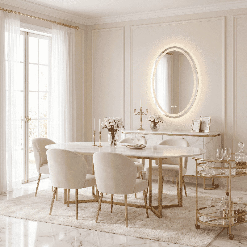 Paxor LED Round Frontlit Mirror, 32" x 32", Circle