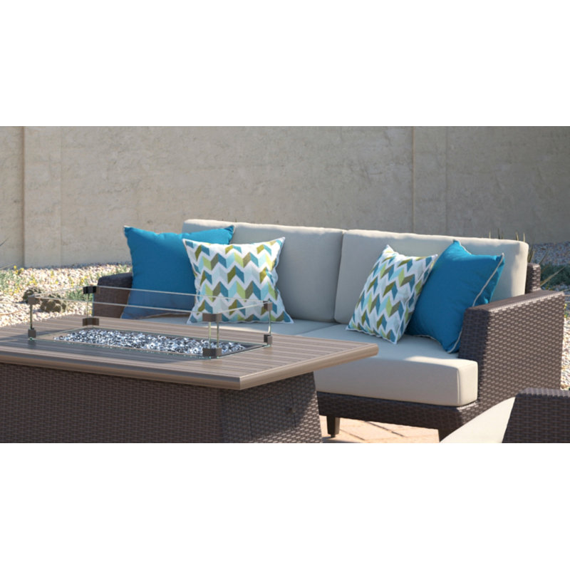 Causeuse d'extérieur Ehrenfried de 71 po de largeur avec coussins Sunbrella, Structure espresso / coussin gris tourterelle