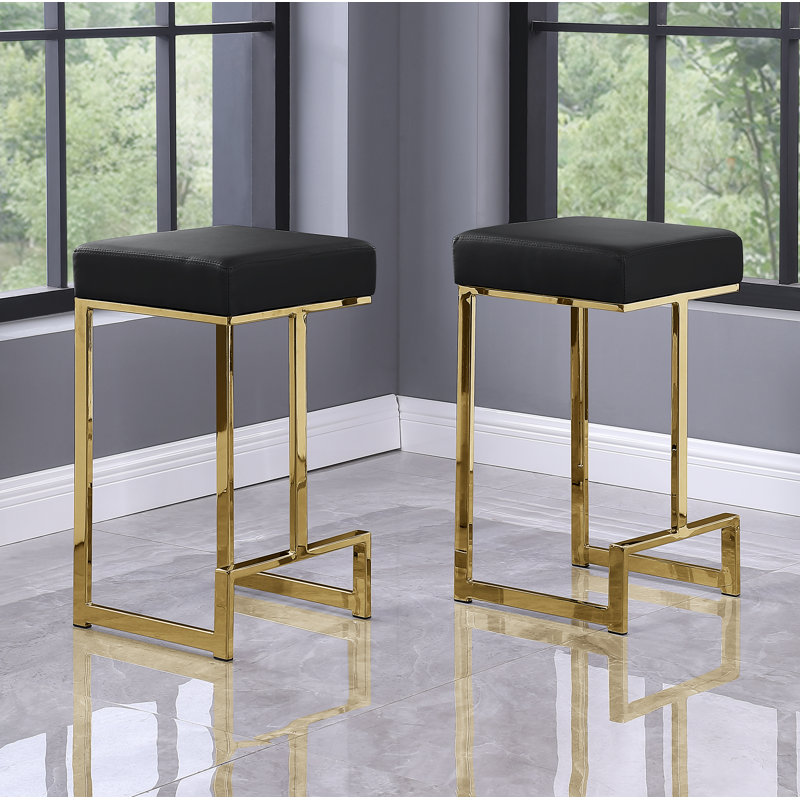 Tabouret de bar et de comptoir Jochebed, Doré, Noir, Tabouret de comptoir (siège d'une hauteur de 25 p