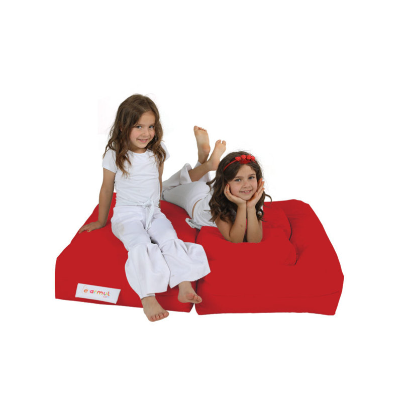 Original Waterproof Garden Bean Bag Chair with 100% Polyester Fabric, Red | 39.4 x 15.7 x 19.7 inches | Includes 2 Pouffes (15.7 x 13.8 x 7.9 inches) | Maximum Weight Capacity: 440 lbs, Hidden Double Zipper System, Eco-Friendly Styrofoam Beads