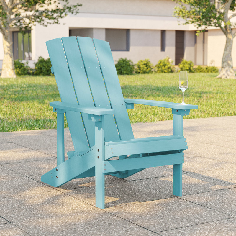 Chaise Adirondack en plastique Yonds, Bleu lac