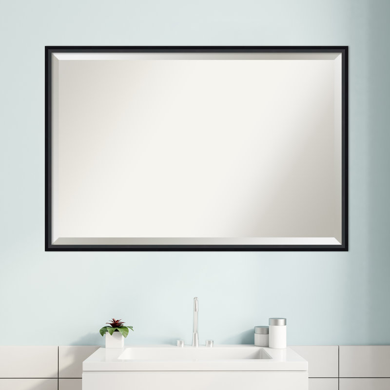 Miroir de salle de bain Mettawa, Noir satiné, 25,25 po x 37,25 po