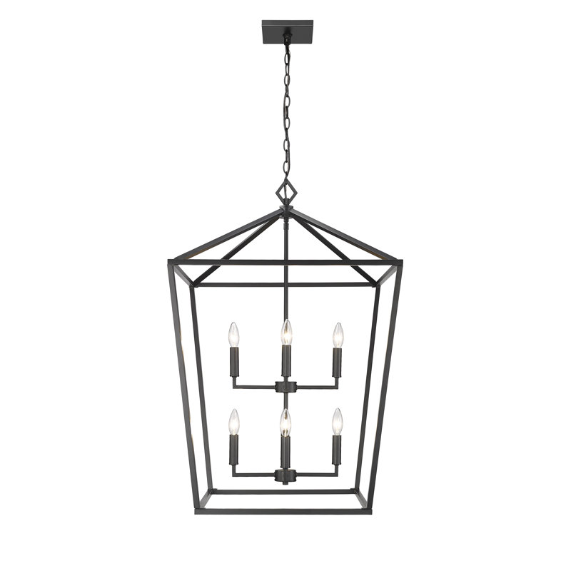 Lustre géométrique noir mat 8 lumières
