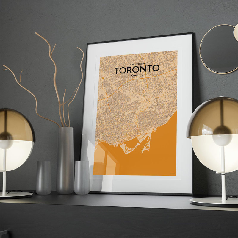 «Toronto City Map», impression rétro, H 17 po x l 11 po