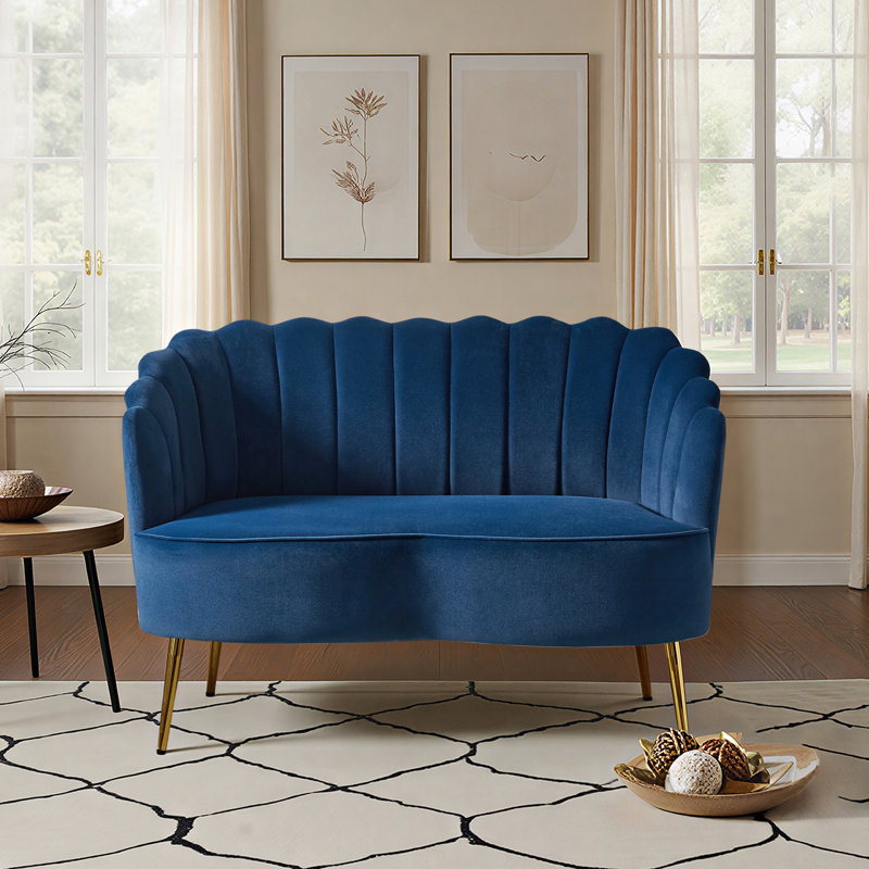 Hendrix 50.2'' Velvet Loveseat, Navy Velvet