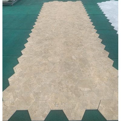 Marbre naturel hexagonal beige or jaune, 1 boîte de 12 pièces
