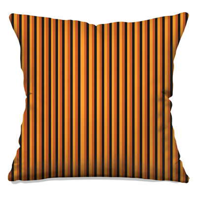 Orange Black Stripes Throw Pillow, Pattern Double Sided Pillows