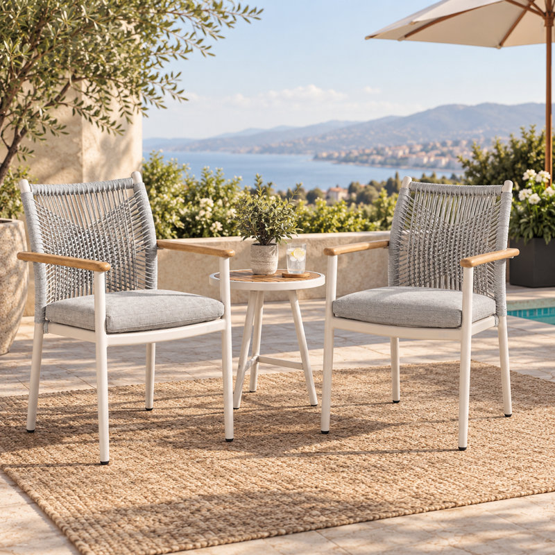 Chaise de patio d'extérieur en aluminium avec coussins (ensemble de 2)