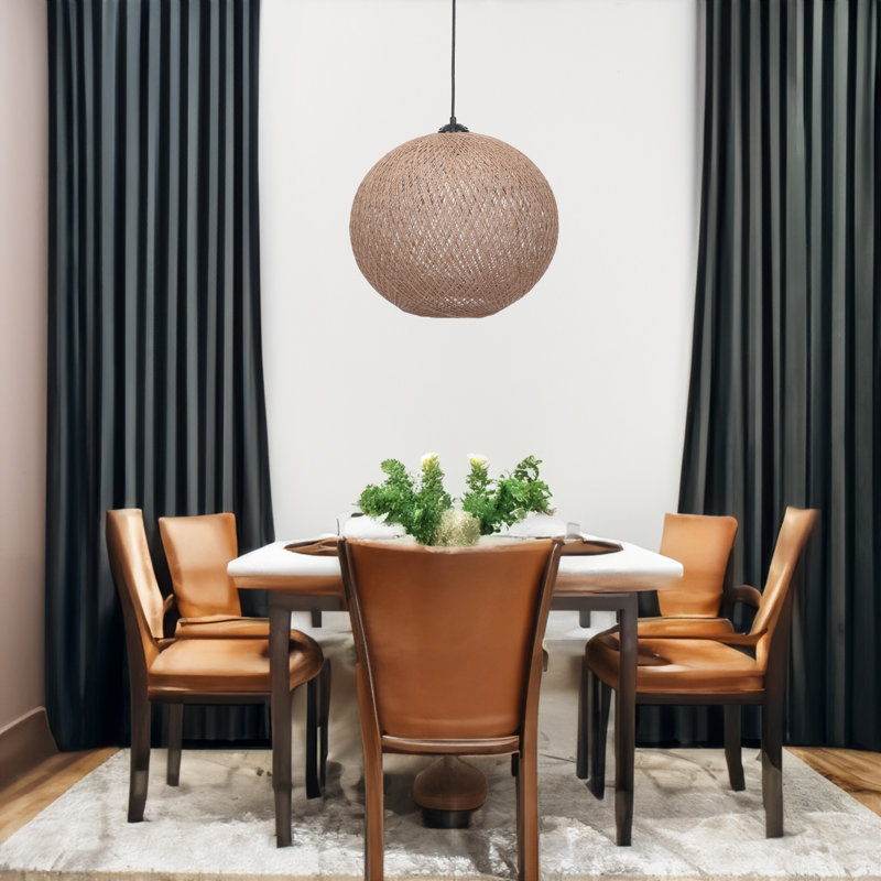 Lustre simple en forme de globe czerska, Crème, H 13,4 po x l 15 po x P 15 po