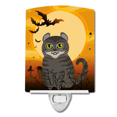 Halloween American Curl Cat Ceramic Night Light
