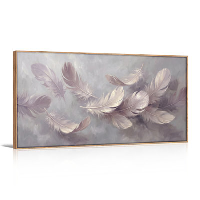 Ensemble de 1 tableau sur toile à motif de plumes