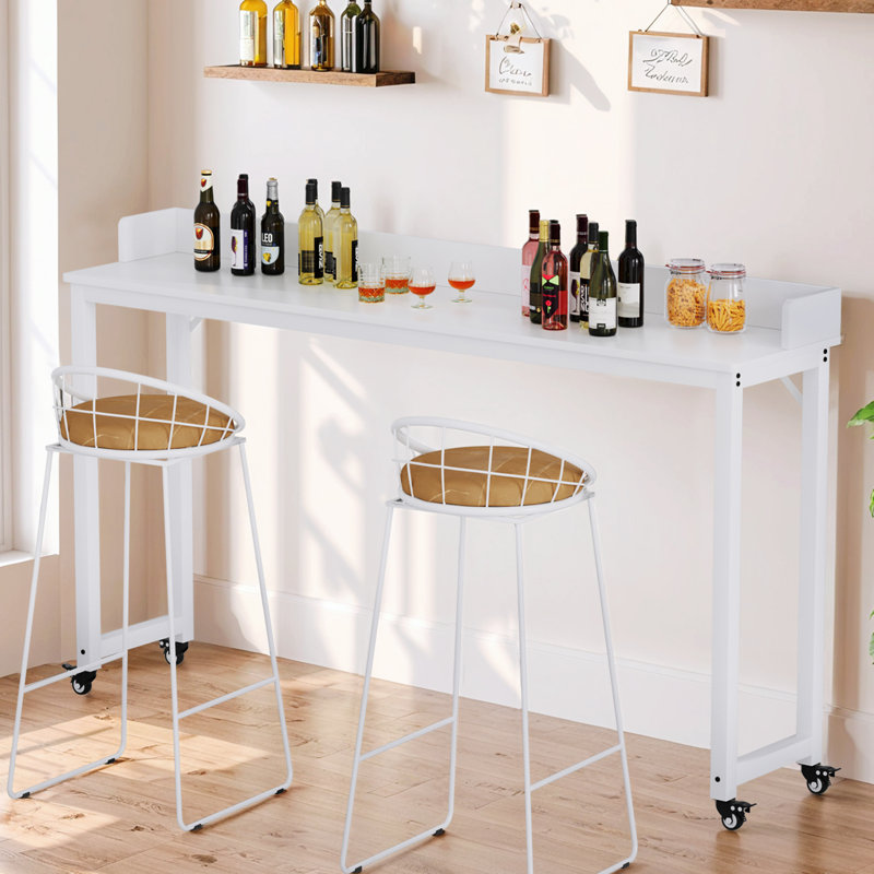 Dakera 70.8'' W Overbed Table with Wheels, Rolling Bed Desk, Writing Desk for Queen/Full Size Bed, MDF Panel + Metal Legs