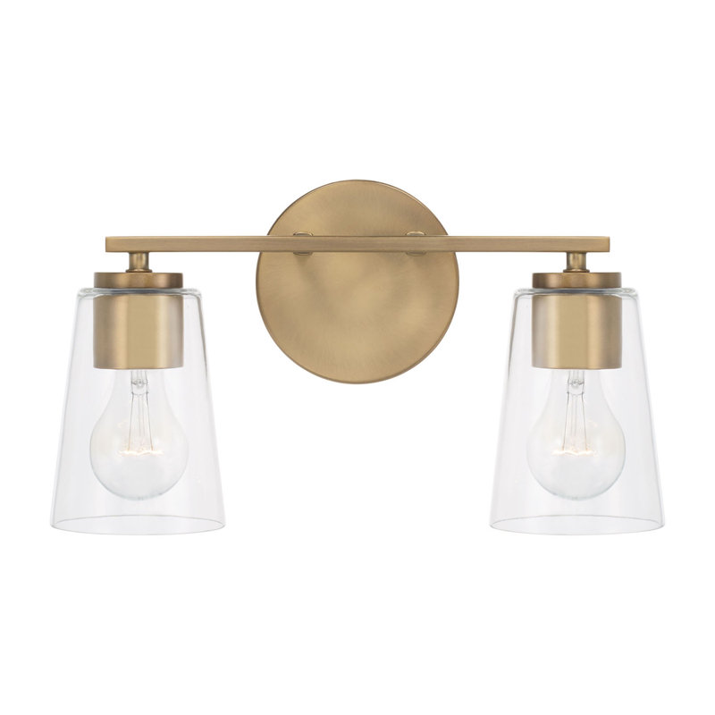 2 - Light Dimmable Vanity Light, Brass