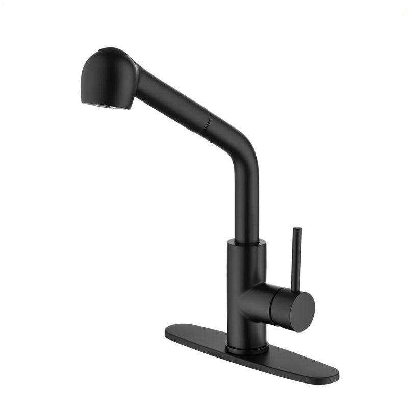 Matte Black Kitchen Faucets With Pull Down Sprayer, Single Handle Kitchen Sink Faucet With Pull Out Sprayer, Matte Black