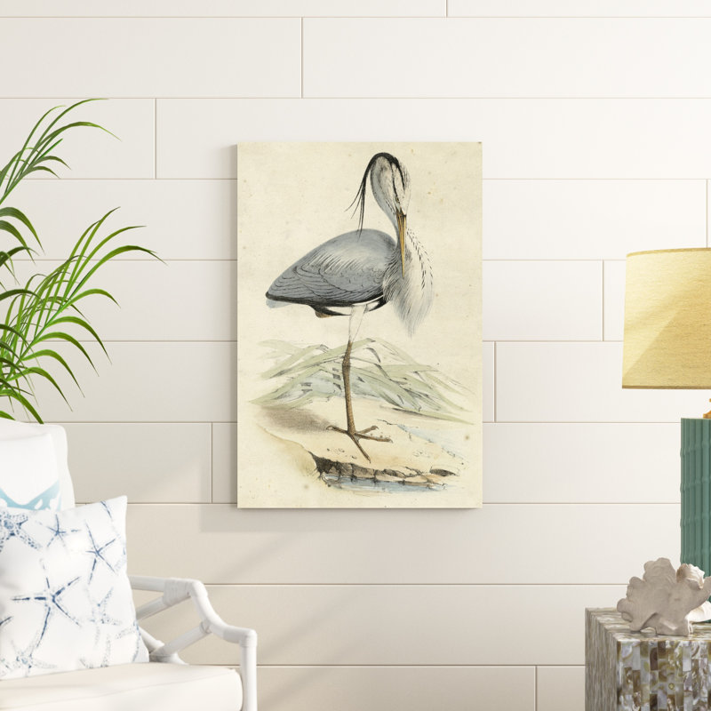 «Antique Heron IV», peinture sur toile, H 36 po x l 24 po
