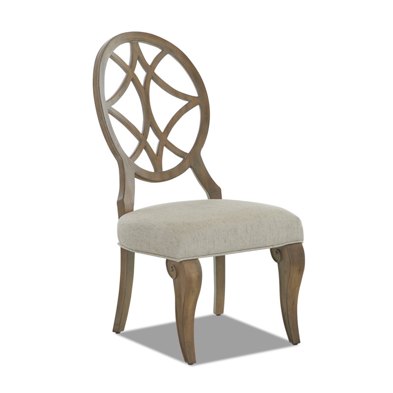 Brown Upholstered Oak Traditional Side Chair