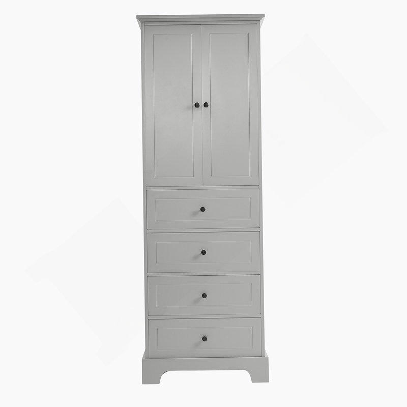 Armoire de rangement avec 2 portes et 4 tiroirs pour la salle de bain