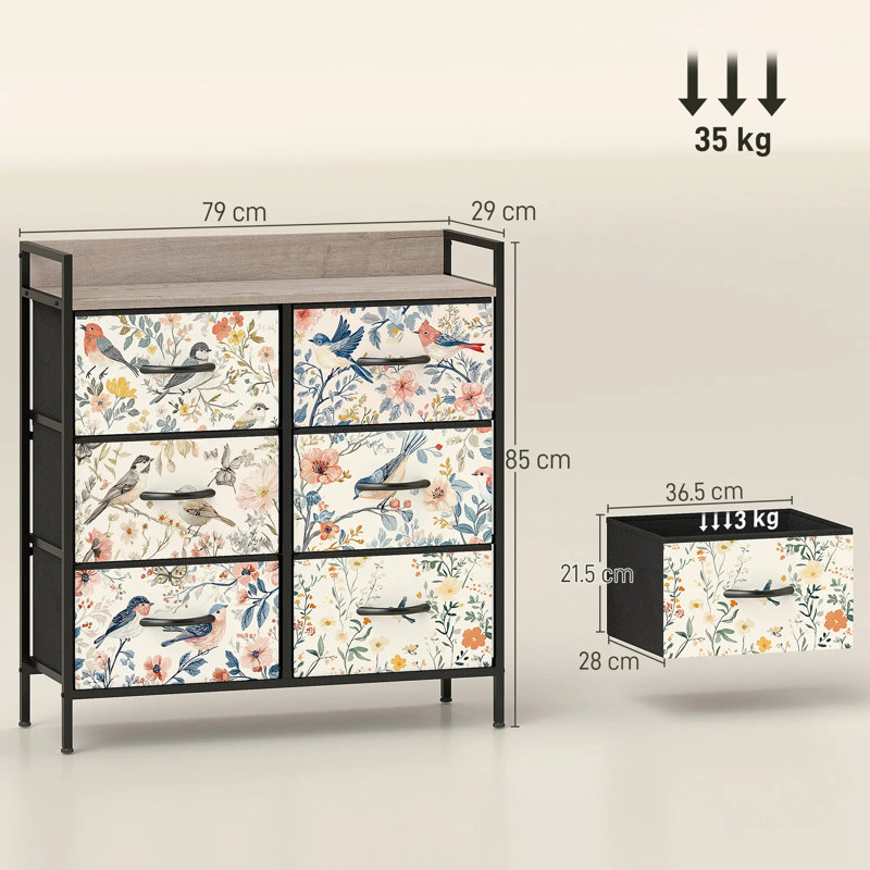 79 cm W Chest of 6 Drawers