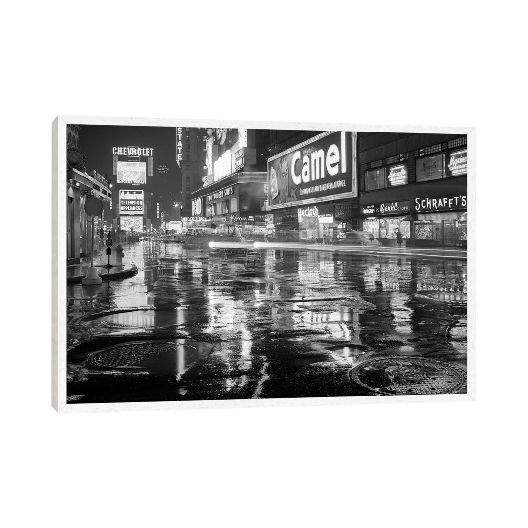 1950s Wet Rainy Streets Of Times Square At Night Neon Signs Advertising New York City NY USA by Vintage Images - Gallery...