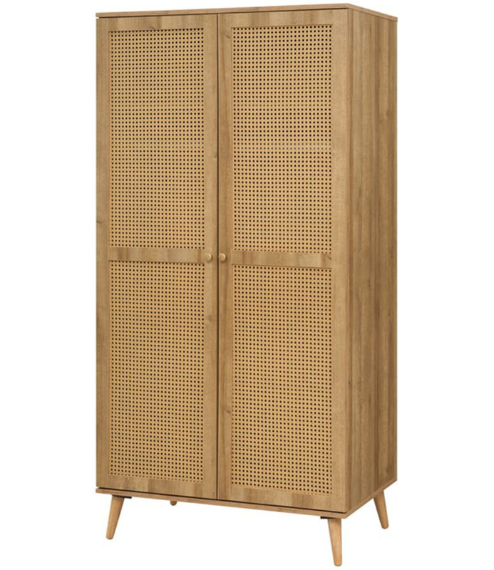 Manila Rattan 2 Door Double Wardrobe, Oak
