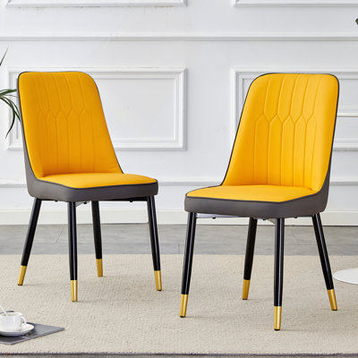 Chaises de salle à manger et de salon. Matériau en polyuréthane et pieds en métal, convient à la cuisine, au salon et à la salle à manger