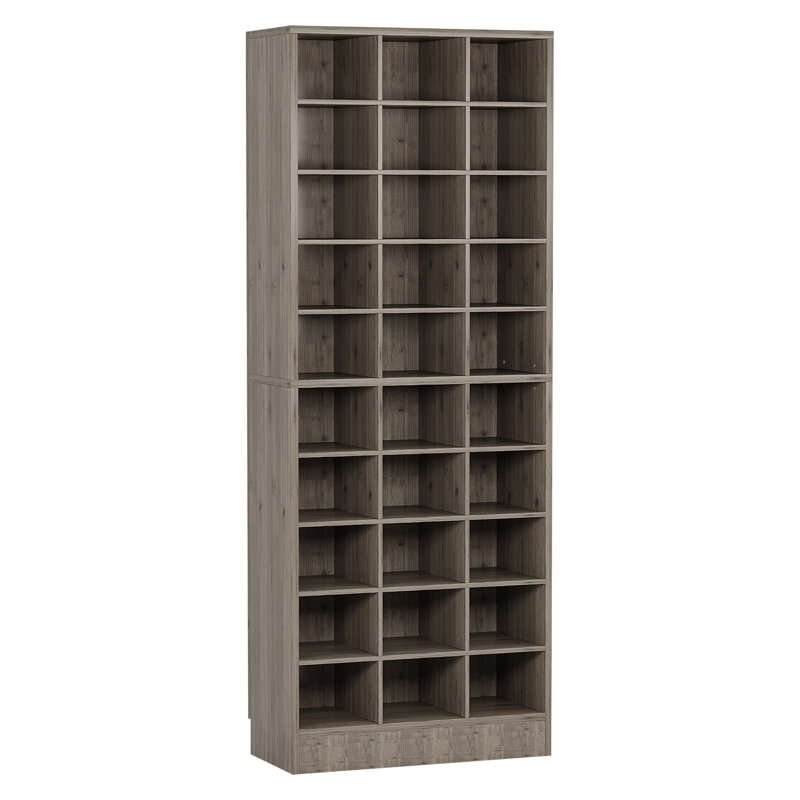 Armoire à chaussures 25,6 pouces à 25 niveaux en bois gris, Gris