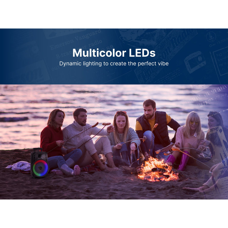 8" Bluetooth Party Speaker with Multi-Color Round Running Lights