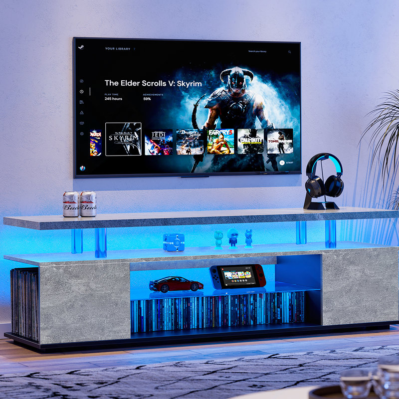 Meuble télé pour téléviseur 55 po, meuble télé à DEL pour salon