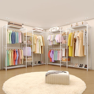 Heavy Duty Freestanding Garment Rack with Adjustable Shelves and Hanging Rods Portable Closet Organizer