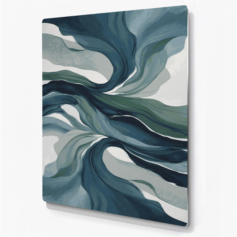 Paysage abstrait, art mural bleu en métal 31, H 12 po x l 18 po