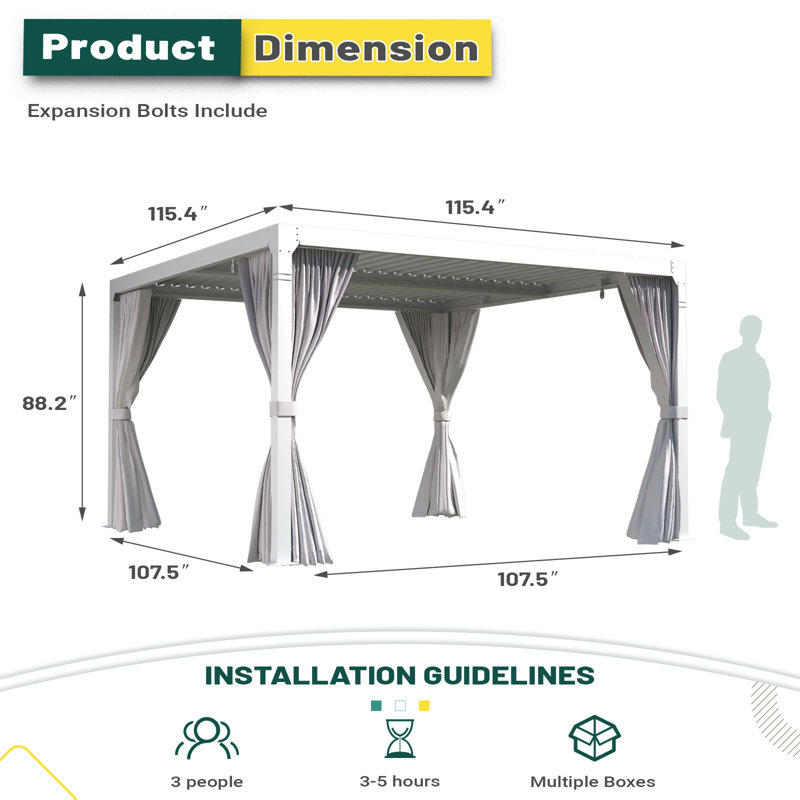 10 Ft. W x 10 Ft. D Aluminum Storage Pergola