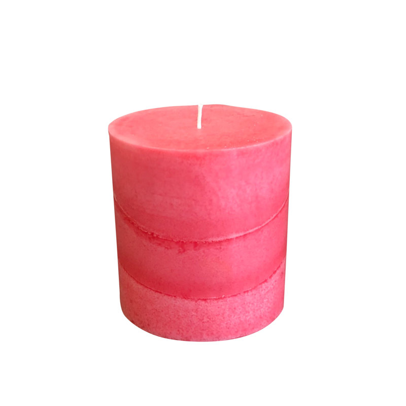 Bougie pilier parfumée corail rose, H 4 po x l 4 po x P 4 po