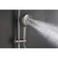 Collection de douche en nickel brossé avec pomme de douche à effet de pluie de 10 po, douche à 4 poignées, barre coulissante ajustable et porte-savon simulé