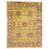 Hand Knotted Wool Oriental Area Rug in Black And Gold