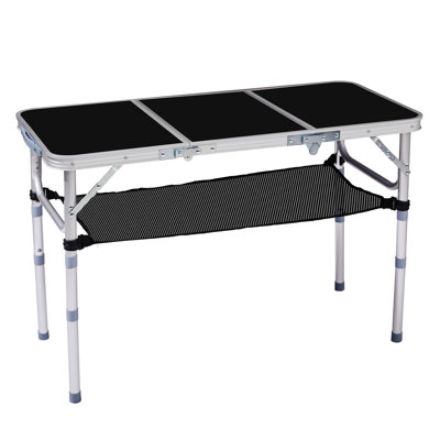 Outdoor Folding Camping Table, Portable Pinic Table With 3 Adjustable Height, Small Aluminum Foldable Lightweight Patio Side Table With Carry Handle For Outdoor Indoor Hiking Camp Bbq Beach
