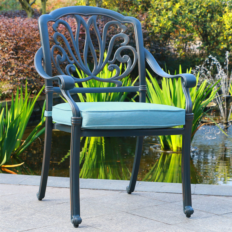 Chaise de patio avec coussin Annecorinne, Nuit désertique, Gris
