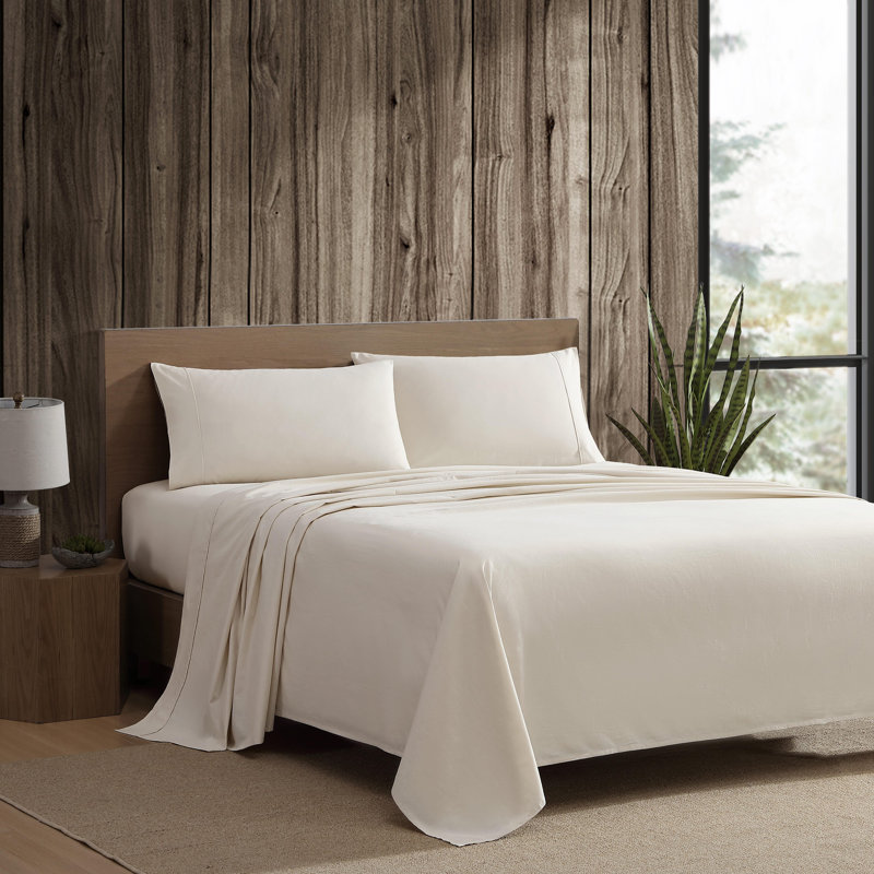 Ensemble de draps en coton percale Eddie Bauer, Gris clair, Ensemble de draps pour très grand lit + un drap-h