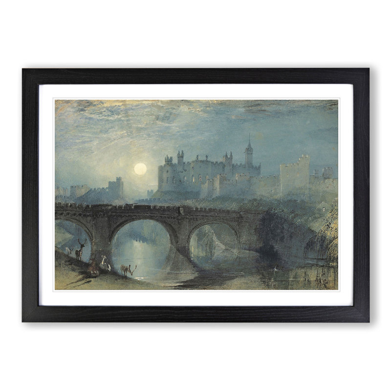 Alnwick Castle by Joseph Mallord William Turner - Picture Frame Graphic Art, Black Framed, 27cm H x 36cm W x 2cm D