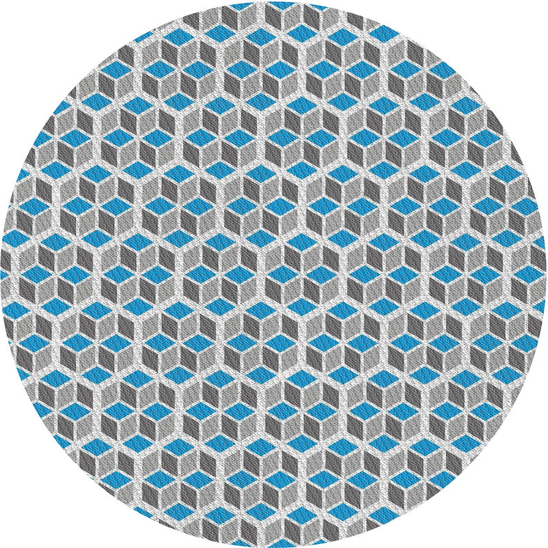 Tapis gris/bleu ciel à motifs, Rond 5 pi