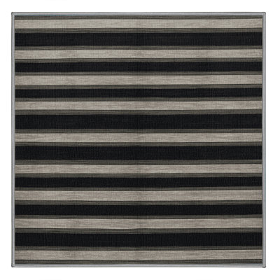 Washable Ebony Light Gray Striped Area Rug