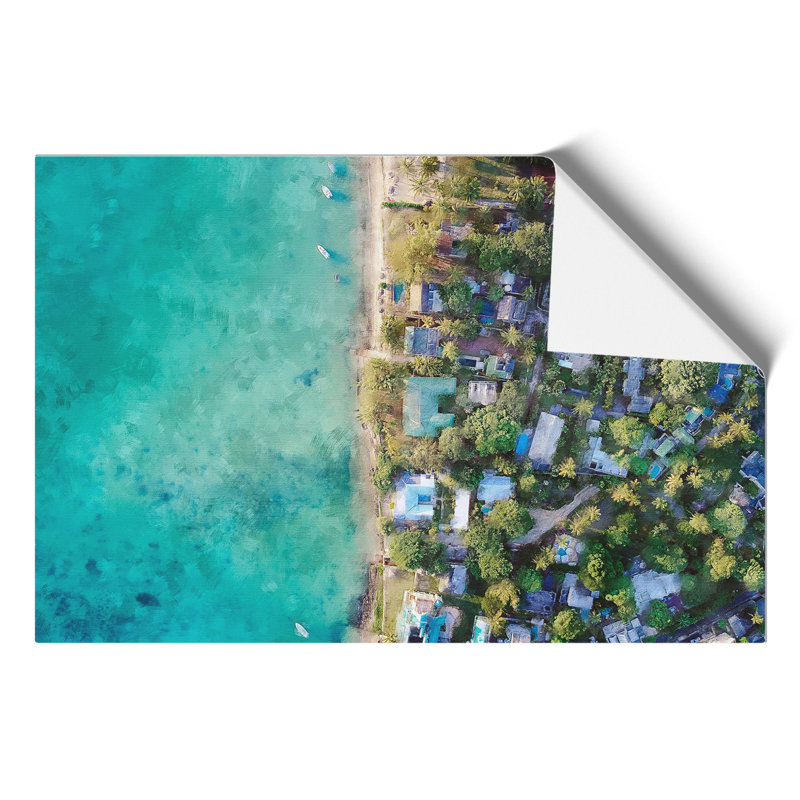 View Above Mauritius Painting - Frameless Print, 21cm H x 30cm W x 0.1cm D