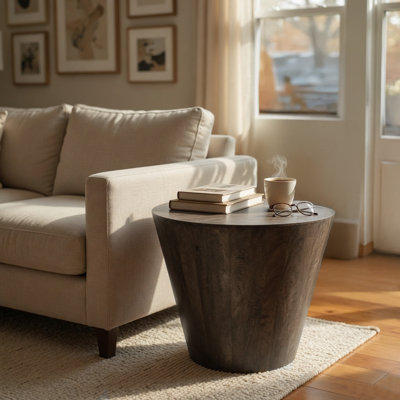Table de bout cylindrique en bois massif