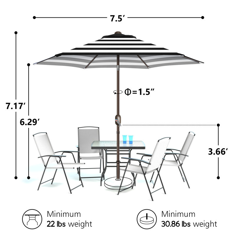 Parasol Shadan avec contrepoids inclus, Noir / blanc